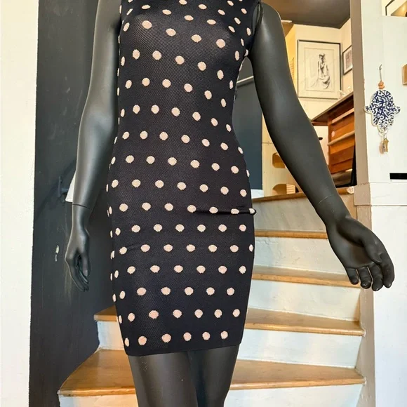 BCBGMaxAzria Black and Cream Polka Dot Mini Dress - Picture 1 of 7